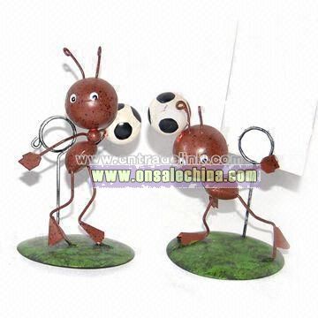 Ant Play Football Shape Metal Craft