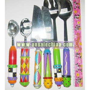 Polyresin Bread Knife and Cheese Fork/Spoon