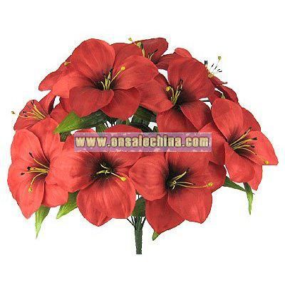 Artificial Silk Amaryllis Flower Bush Red