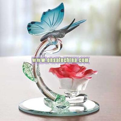 Glass Butterfly and Rose