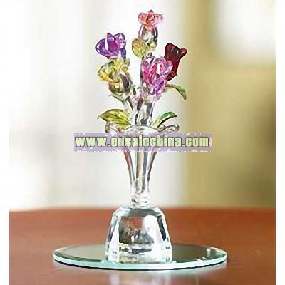 Five Mini Roses in Glass Vase
