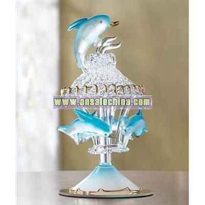 Glass Sculpture Color Dolphins Carousel