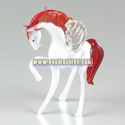 White Pegasus Horse Glass Figurine