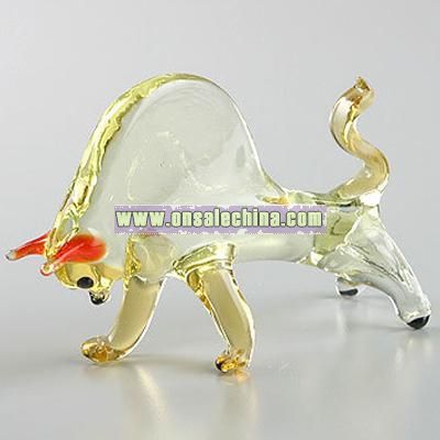 Fighting Bull Glass Figurine