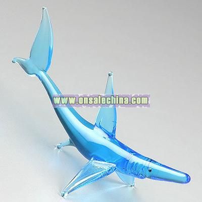 Blue Shark Glass Figurine