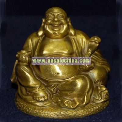 Small Bronze Laughing Buddha Figurine