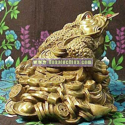 Large Bronze Feng Shui Frog Statue