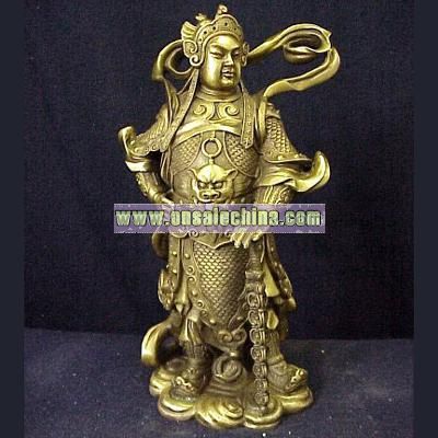 Bronze Feng Shui Immortal Guardian Statue with Sword