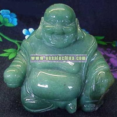 Green Advertine Laughing Buddha Statues in 3 Sizes