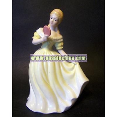 Lady Holding Mirror Figurine, Porcelain, Ceramic