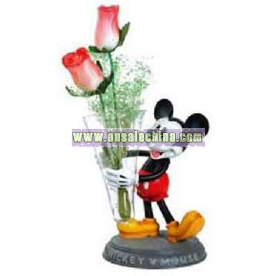 Mickey Mouse Polyresin Glass Vase with Stand