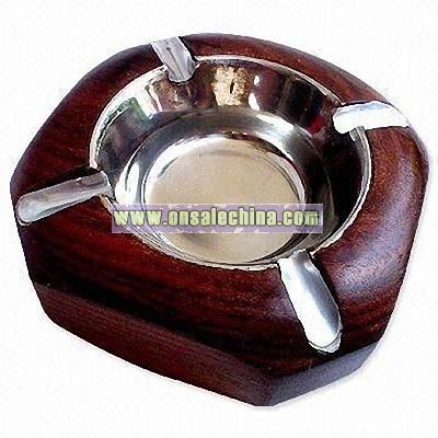 Red and Brown Wooden Ashtray
