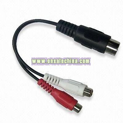 Din 5-pin plug to 2RCA jack Cable