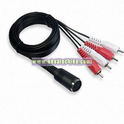 Din5-pin jack to 4RCA plugs Cable