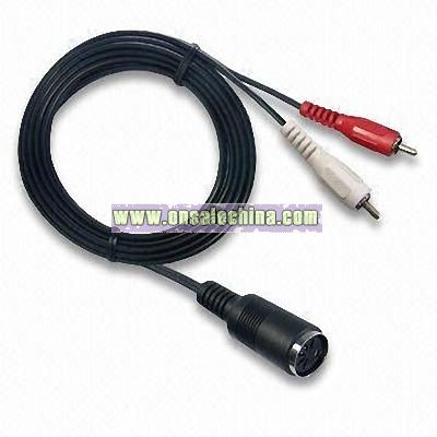 Din 5-pin jack to 2RCA plugs Cable