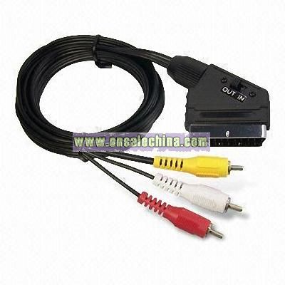 Scart Plug to 3RCA Plugs Cable with Switch