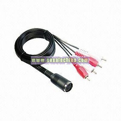DIN 5-pin Jack-to-4RCA Plugs Cable