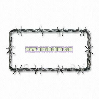 Barbwire License Plate Frame with Chrome Coating