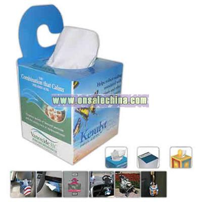 Hanging cube shape tissue box with round opening