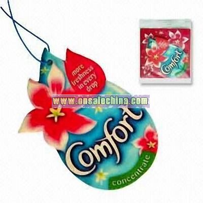 Hanging card freshener for car with long lasting scent