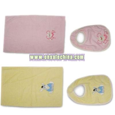 Yellow Embroidered Baby Towel Set