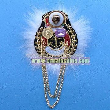 Brooch with Fur Decoration
