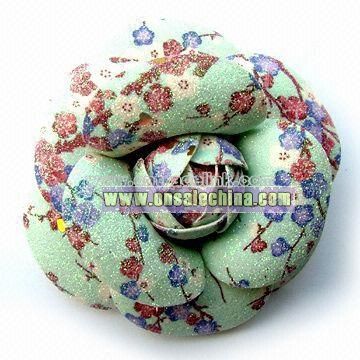 Flower Shaped Brooch with PVC Leather Decoration