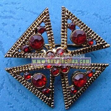 Metal Alloy Brooch with Gold and Rhodium Plating