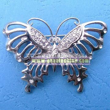 Flower-shaped Brooch with Nickel and Silver Plating's