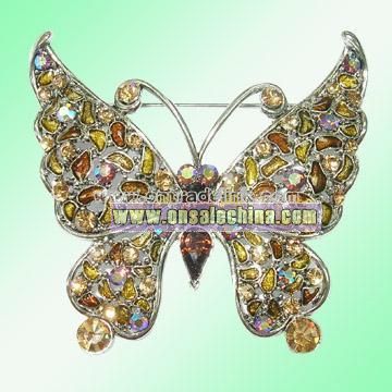 Butterfly Brooch with Czech Crystals