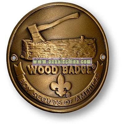 Wood Badge Log and Axe Hiking Stick Medallion