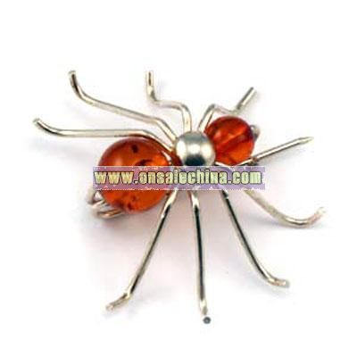 Amber Spider Pin