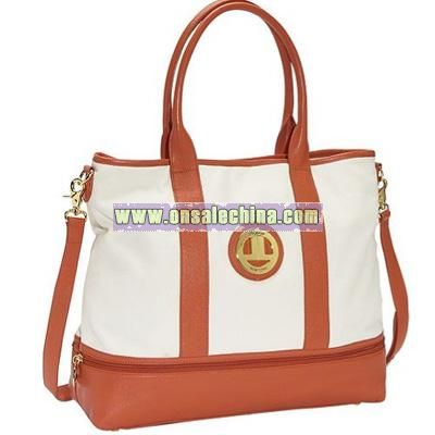 Canvas with Leather Trim Diaper Bags
