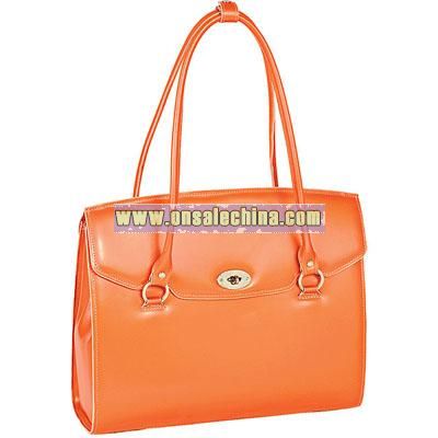 Women's Geneva Orange Leather Briefcase