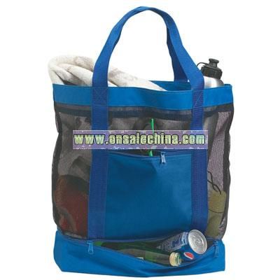 Tote - Large Mesh Tote with Kooler Bottom