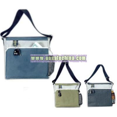 Triple Stripe Tote Bag w/ a Front Slip Pocket & Metal Key Ring