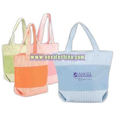 Promotional Polyester Stripe Zipper Tote Bag