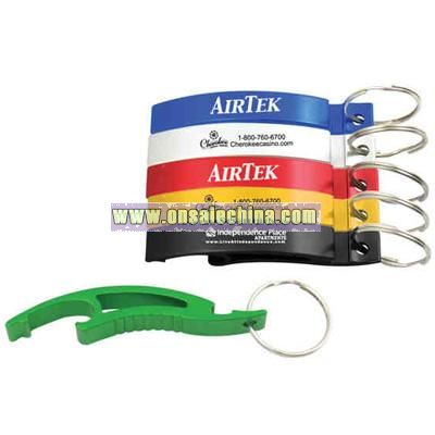 Arc bottle opener with key ring