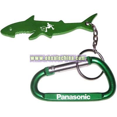Shark shape key chain, bottle opener with carabineer