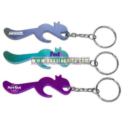 Squirrel shaped bottle opener with key chain
