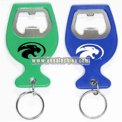 Wine cup shape aluminum bottle opener with keychain