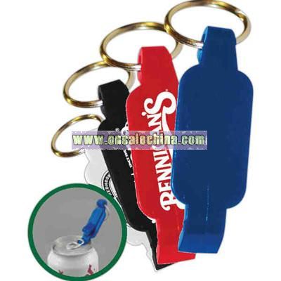 Plastic bottle opener and can tab lifter on split key ring