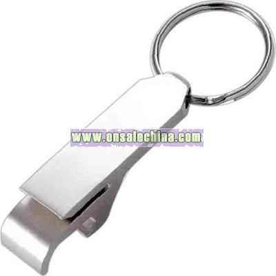 Matte silver bottle opener key ring