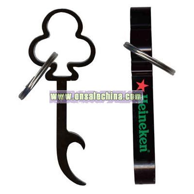 Club shaped bottle opener and key tag