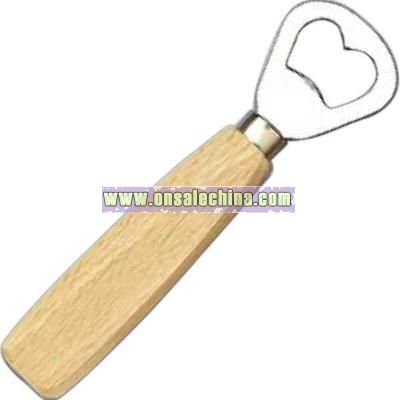 Long beech wood handle bottle opener