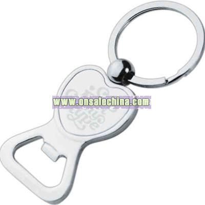 Heart shaped polish chrome metal bottle opener key chain