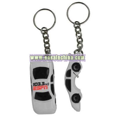 Race car shaped bottle opener and key tag
