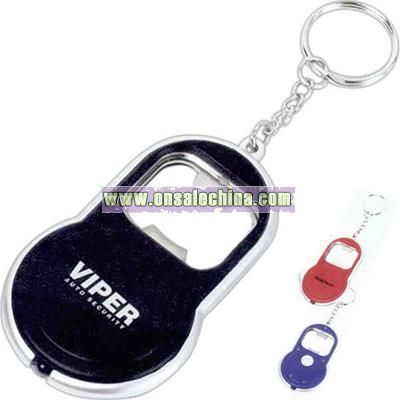 Bottle opener key light with bright white LED and push button on / off