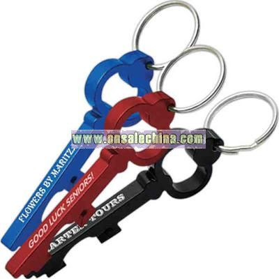 Key shaped bottle opener key ring