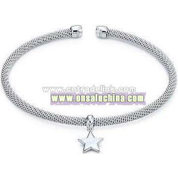 Fine Women's Silver Charm Cuff Bracelet
